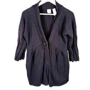 Vtg Emma James Sweater‎ Cardigan Knit Dark Academia Large Button Black Womens XL